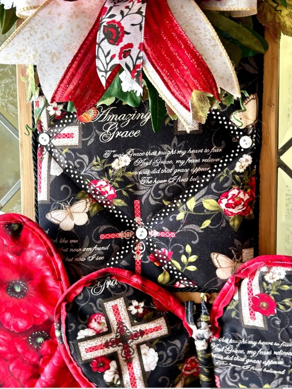 Amazing Grace Handmade Wall Memo Board Butterfly Potholders